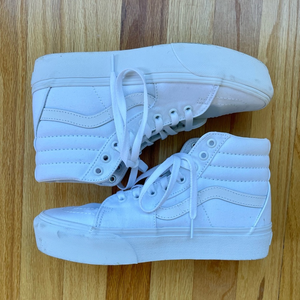 White high top vans - women 8.5 platform